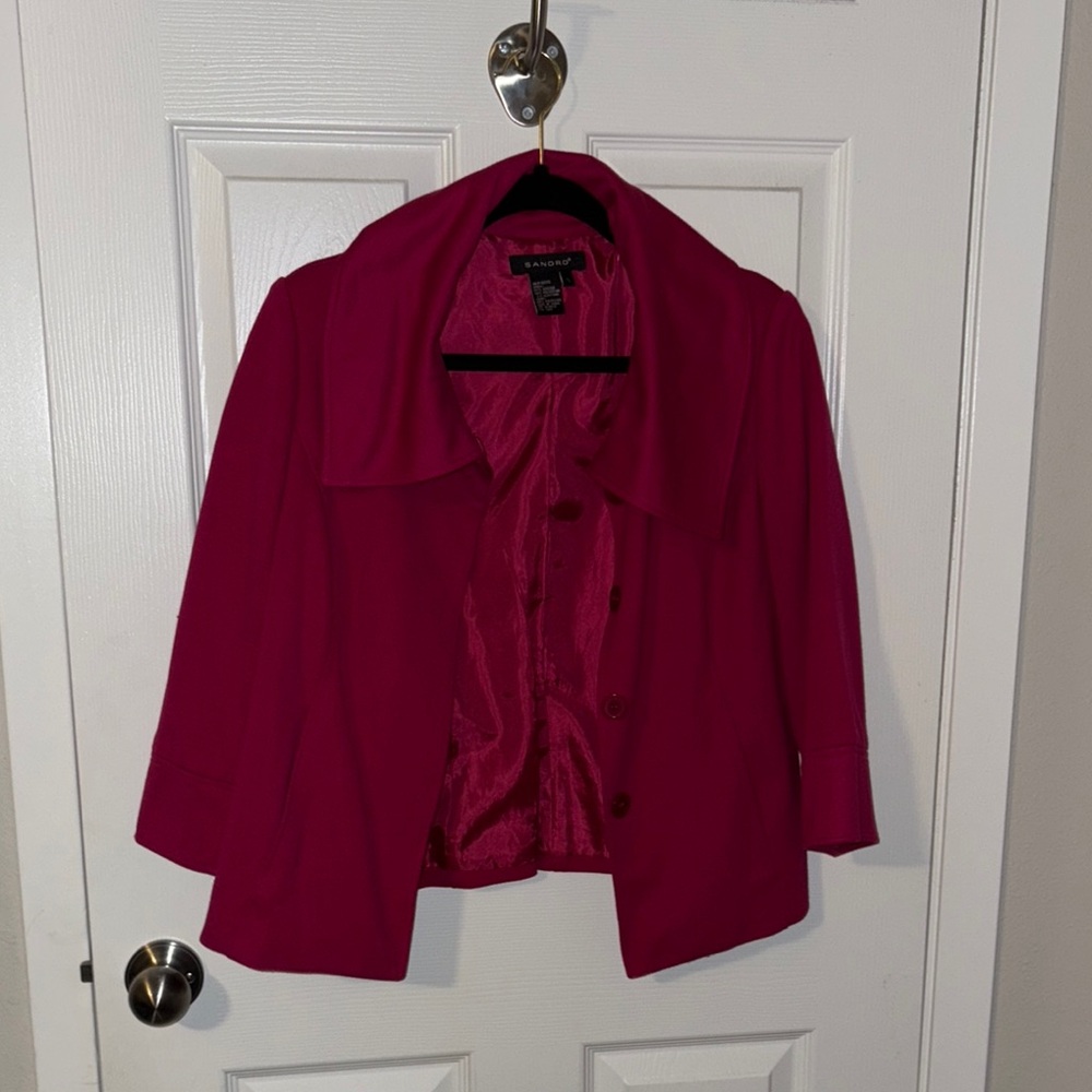 Sandro Pink Blazer Lightweight Open-Front